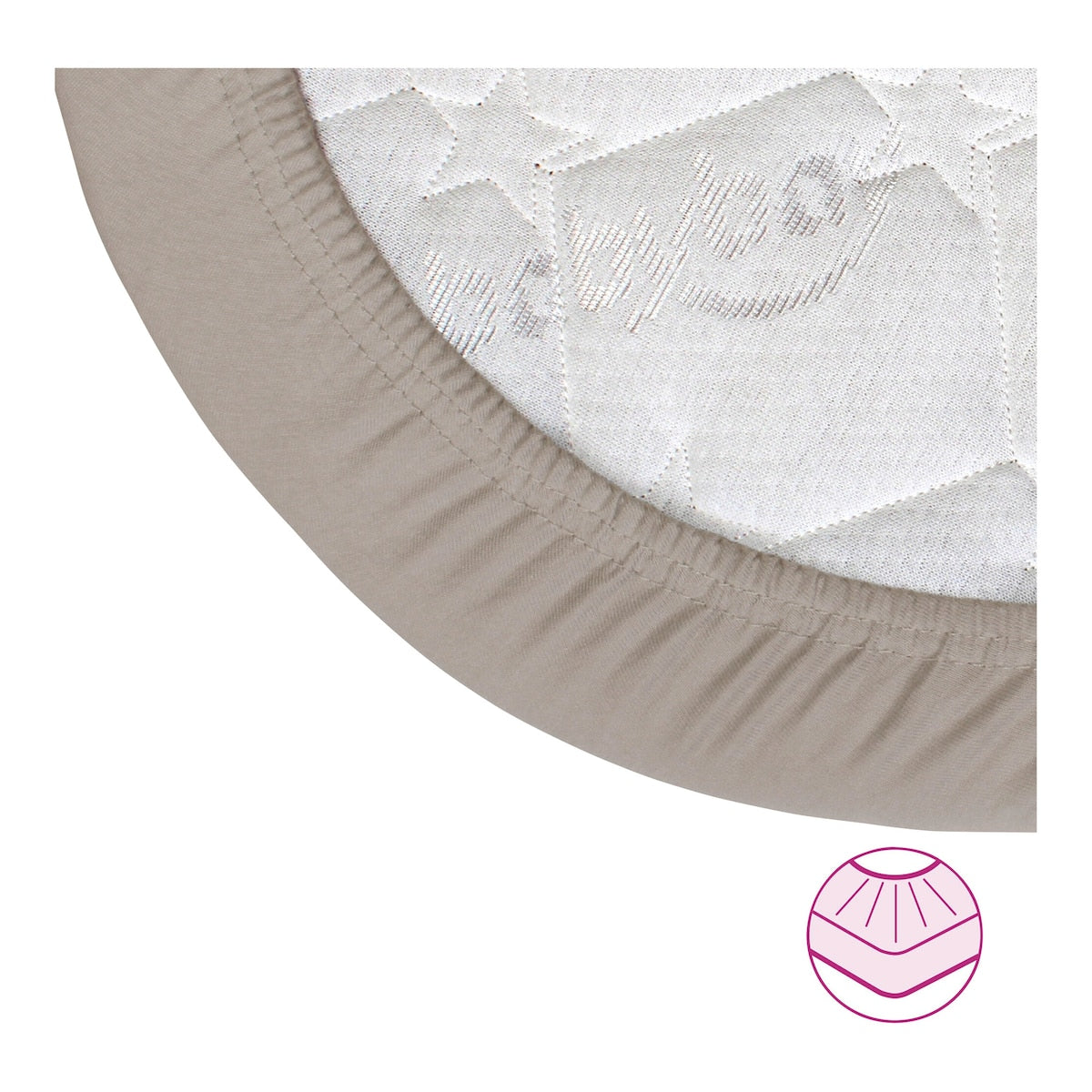 Nærbilde av stoff på Formsydd laken jersey Deluxe for bedside crib - babybay