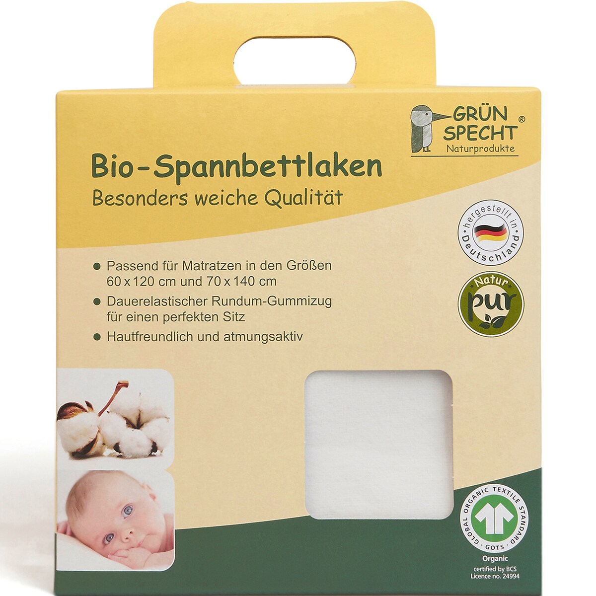 Formsydd laken økologisk bomull jersey 60x120-70x140 cm fra Grünspecht forfra
