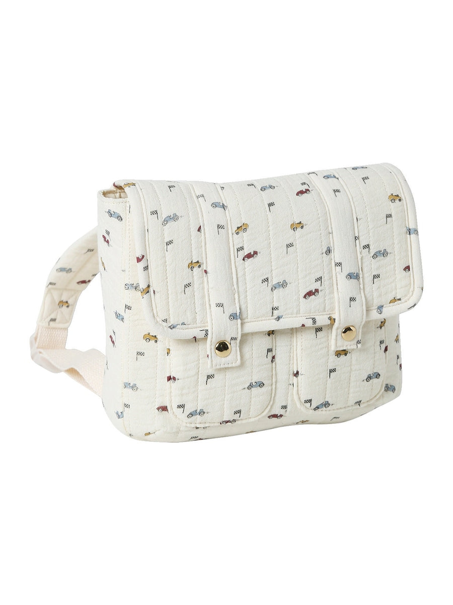 Førskolesekk i musselin 20x22 cm bomull offwhite forfra