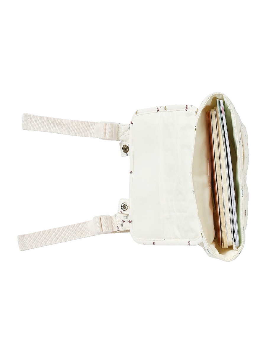 Førskolesekk i musselin 20x22 cm bomull offwhite med åpne lommer