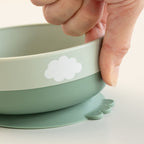 Første måltid-sett Foodie Happy Clouds grønn silikon nærbilde silikonmateriale