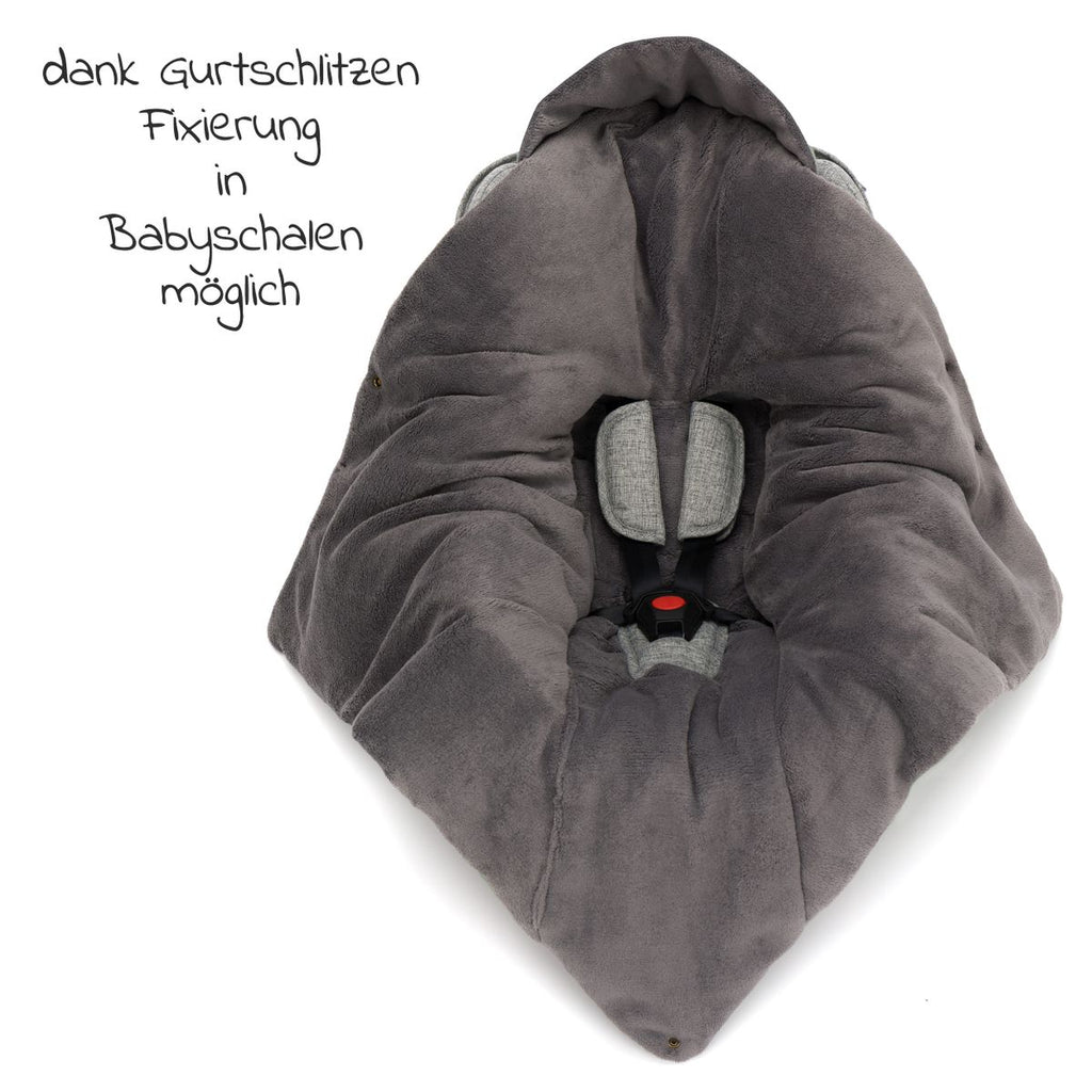 Nærbilde av vindavvisende ytterstoff i Fotpose i fleece Tanaga til babystol og bærebag, blomster
