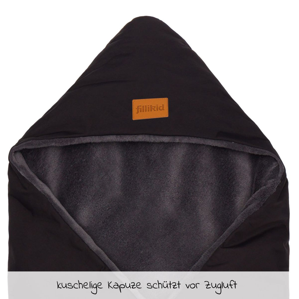Detalj av vannavvisende materiale på Fotpose i fleece Tanaga til babystol og bærebag