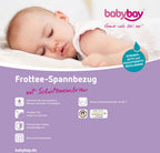 Detalj av frotté stretchlaken med membran for babybay