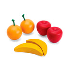 Frukt- og grønnsakssett i gummitre 6 deler - PlanToys