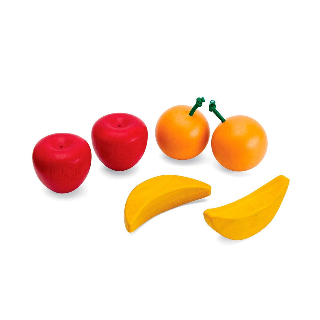 Frukt- og grønnsakssett i gummitre 6 deler - PlanToys