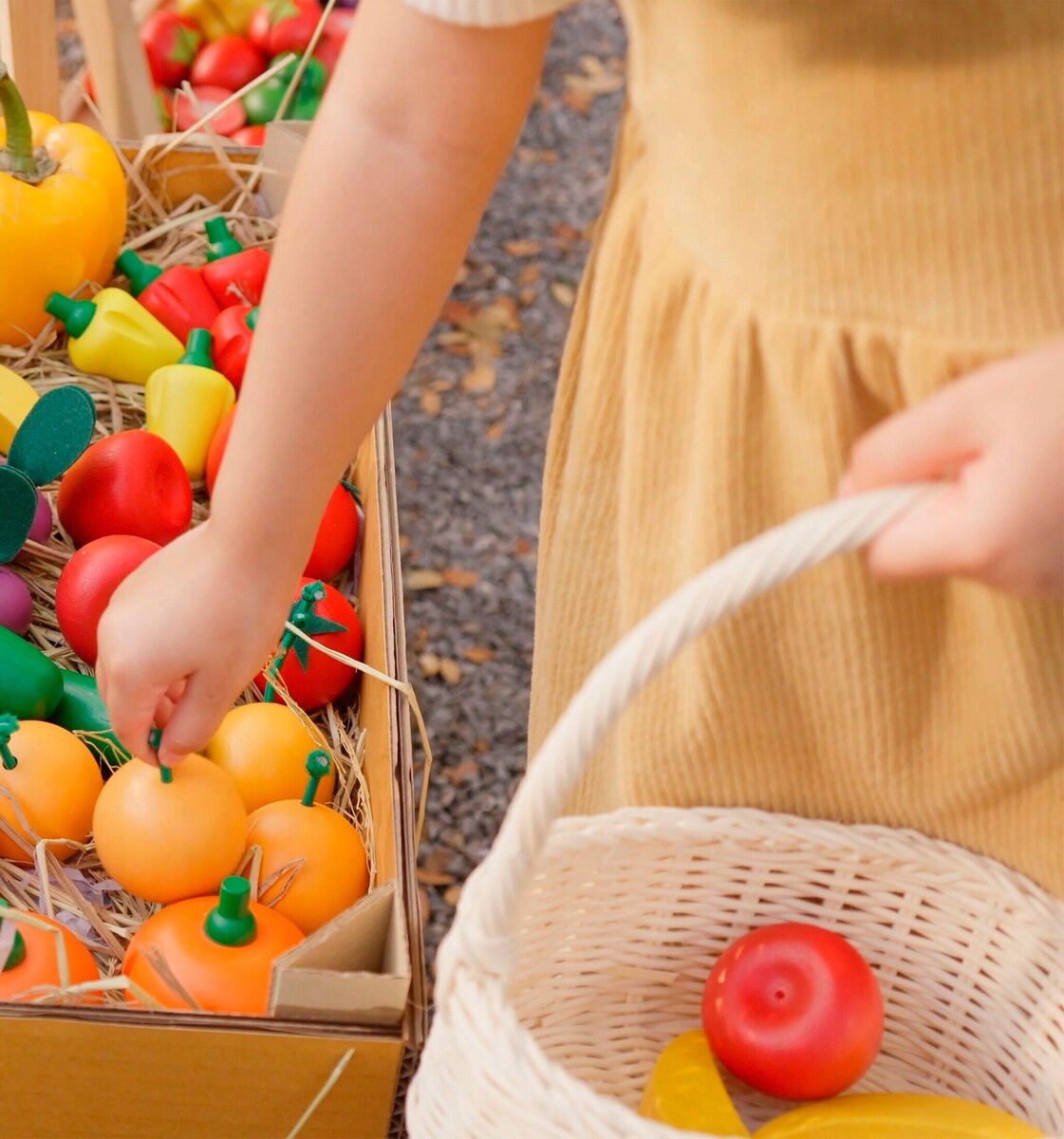 Frukt- og grønnsakssett i gummitre 6 deler - PlanToys