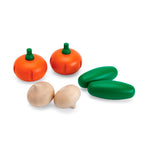 Frukt- og grønnsakssett i gummitre 6 deler - PlanToys