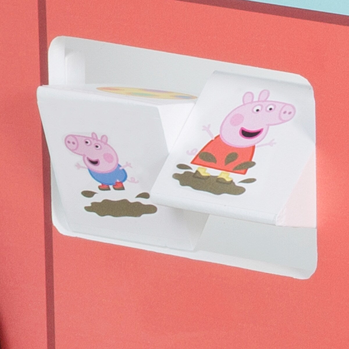 Nærbilde av håndtak på Gåbil buss Peppa Pig med aktivitetsleker