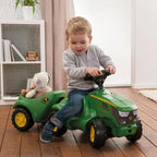 Detalj av lenkrad med tut på Gåbil rollyMinitrac John Deere 6150R