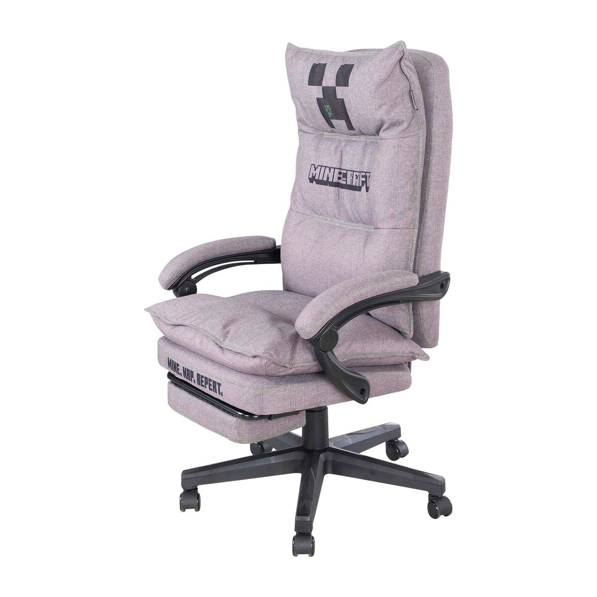 Gamingstol MINECRAFT polstret forfra med høydejustering og beinstøtte