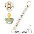 Gavesett 3 deler 2 lateksmokker + smokkebånd - Bibs med moomin-design