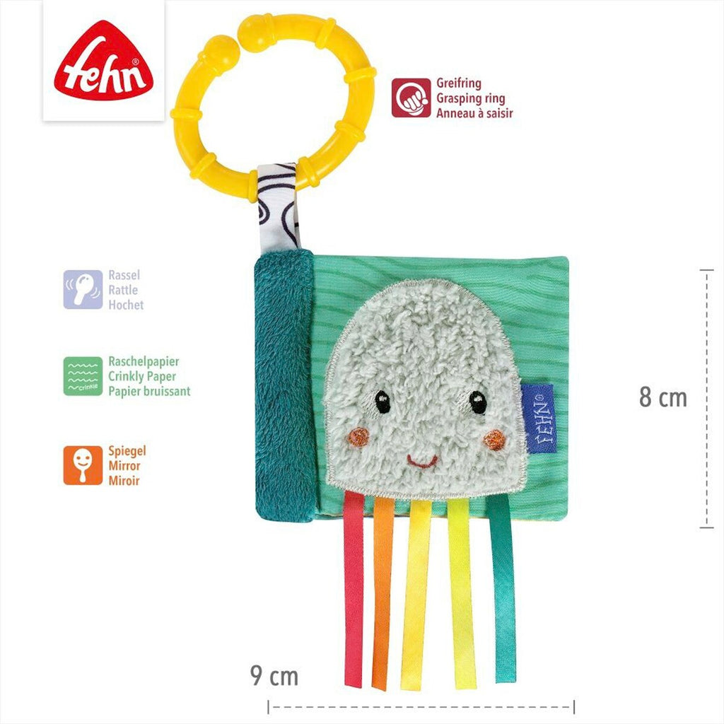 Gavesett 3 deler Ocean med rangle og knitrebook - Fehn