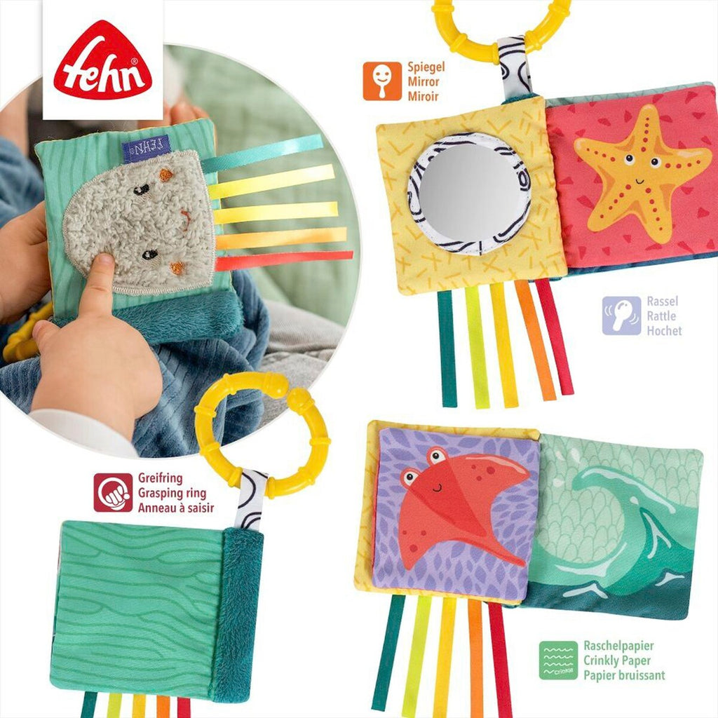 Gavesett 3 deler Ocean med rangle og knitrebook - Fehn
