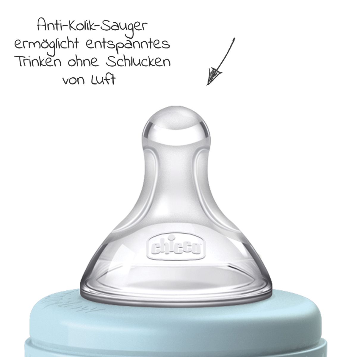 Gavesett 3 deler tåteflaske 150 ml, smokk og smokkebånd - Chicco