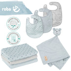 Gavesett baby essentials Lil Planet økologisk bomull turkis bakside