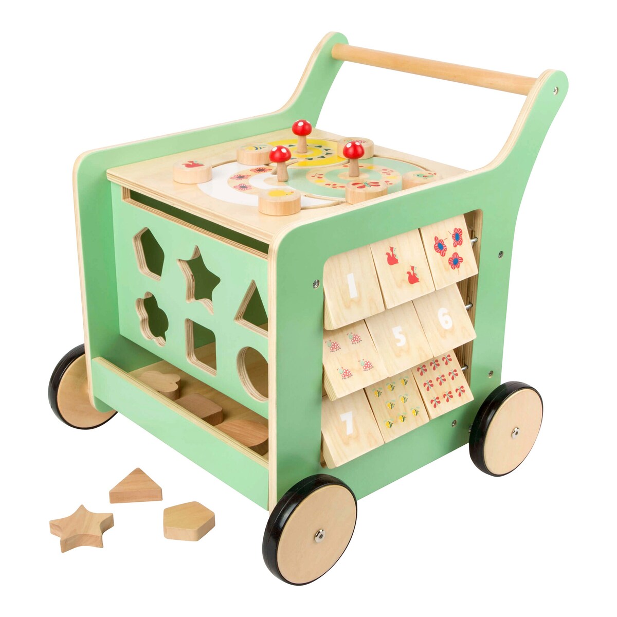 Gåvogn Move it! med bremssystem og aktiviteter forfra