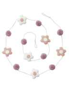 Girlander med blomster og pomponger bomull 210 cm forfra