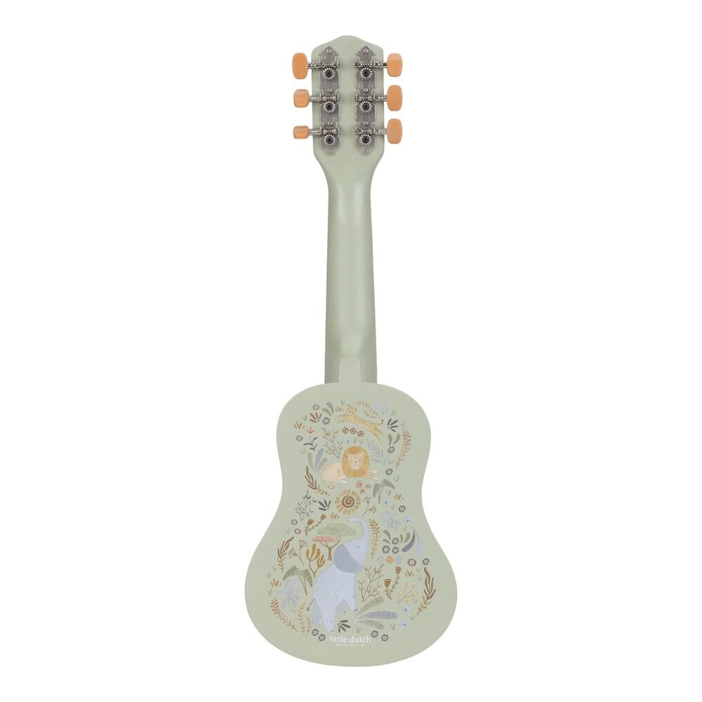 Nærbilde av dekorasjon på Gitar i tre Safari Friends med 6 strenger - Little Dutch