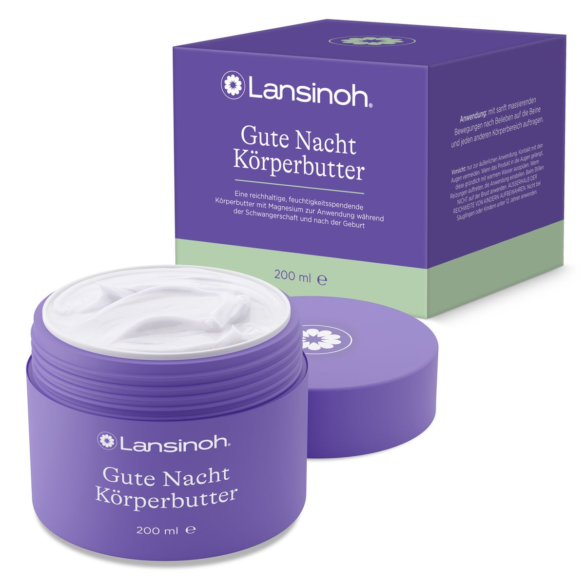 God natt kroppssmør 200 ml med lavendel og magnesium Lansinoh foran
