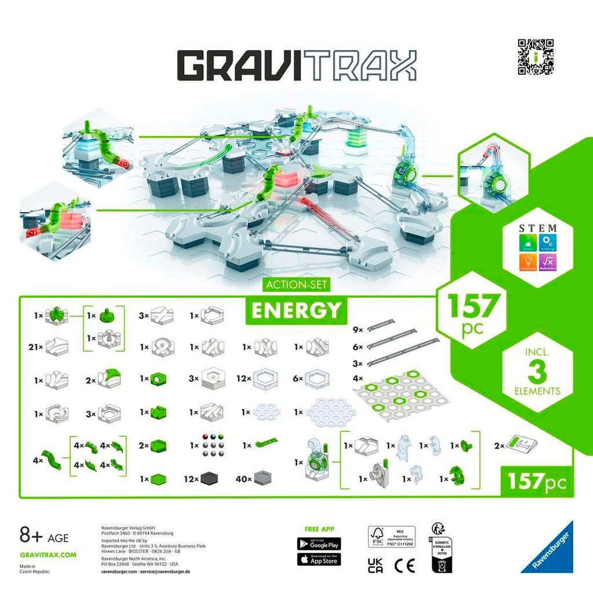Baksiden av GraviTrax Action-sett Energy kulebane-utvidelse