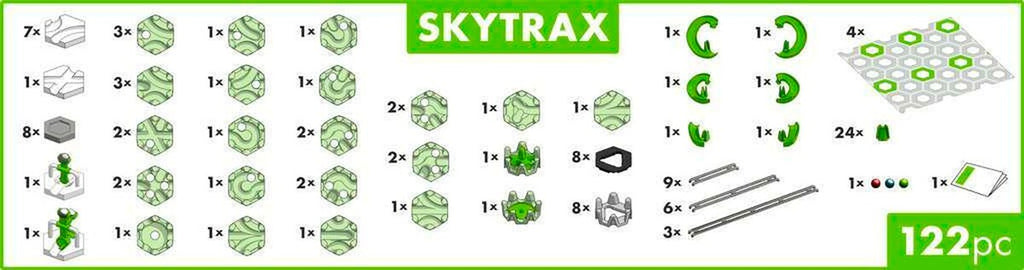 Oversikt over komponenter i GraviTrax Action-sett M Skytrax