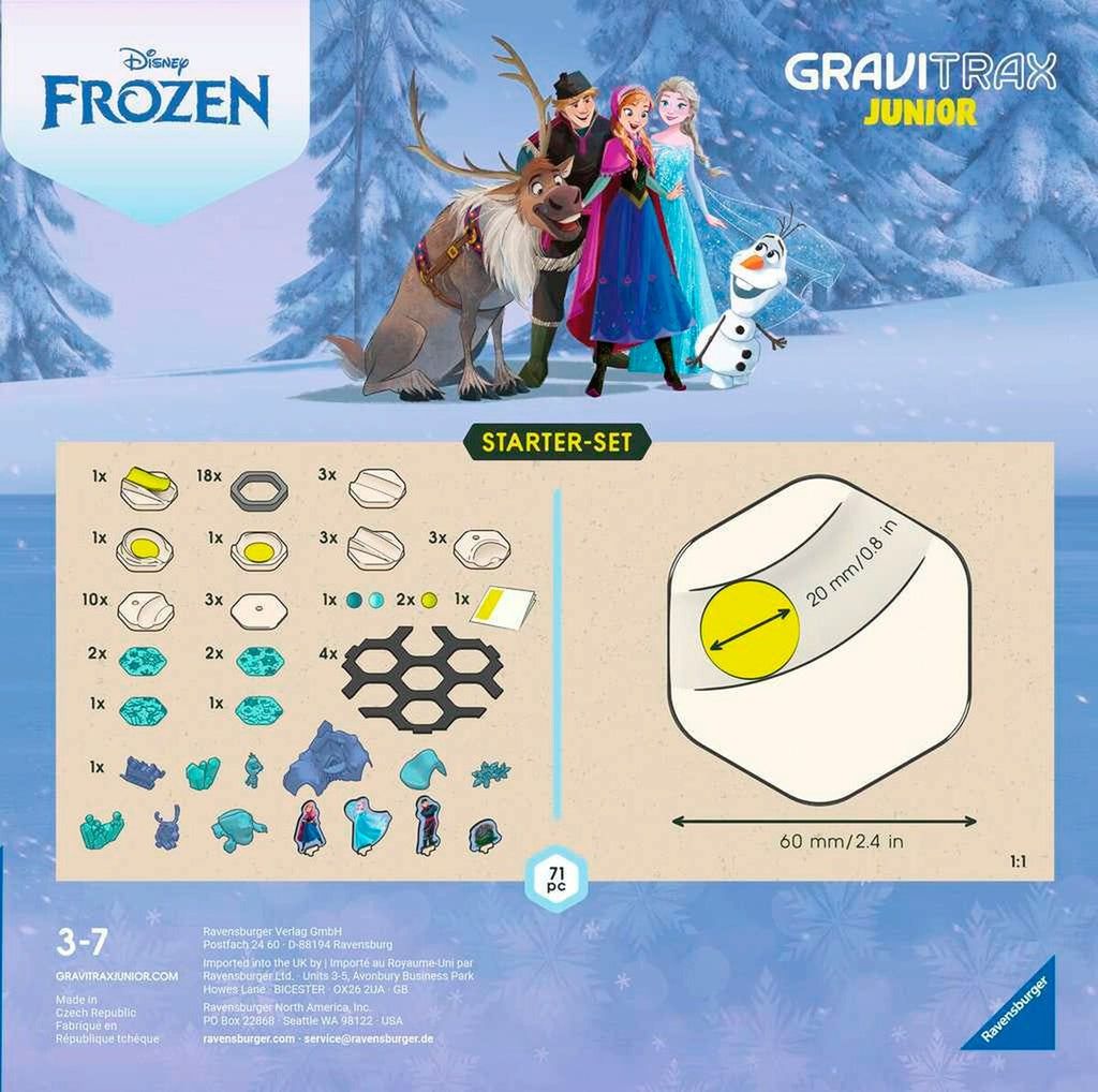 Bakside av GraviTrax Junior starter-sett Frozen med byggeelementer