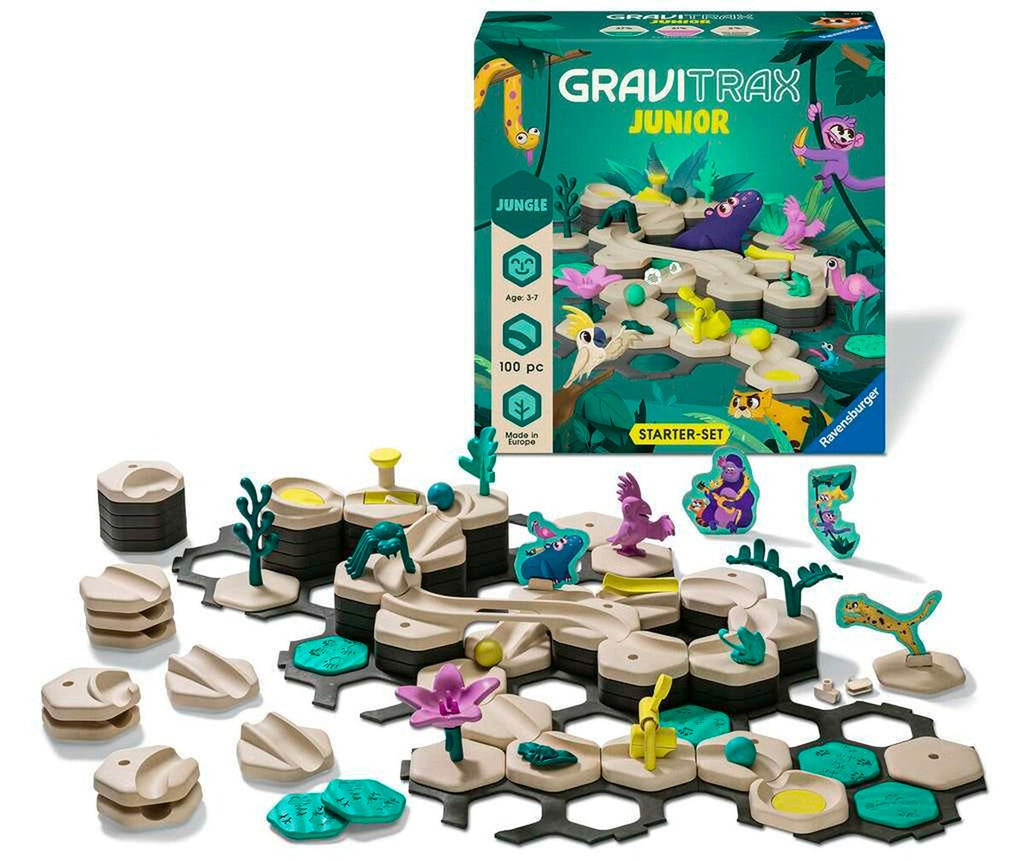 Detalj av GraviTrax Junior Starter-sett L Jungle kulebane med 3D dekor