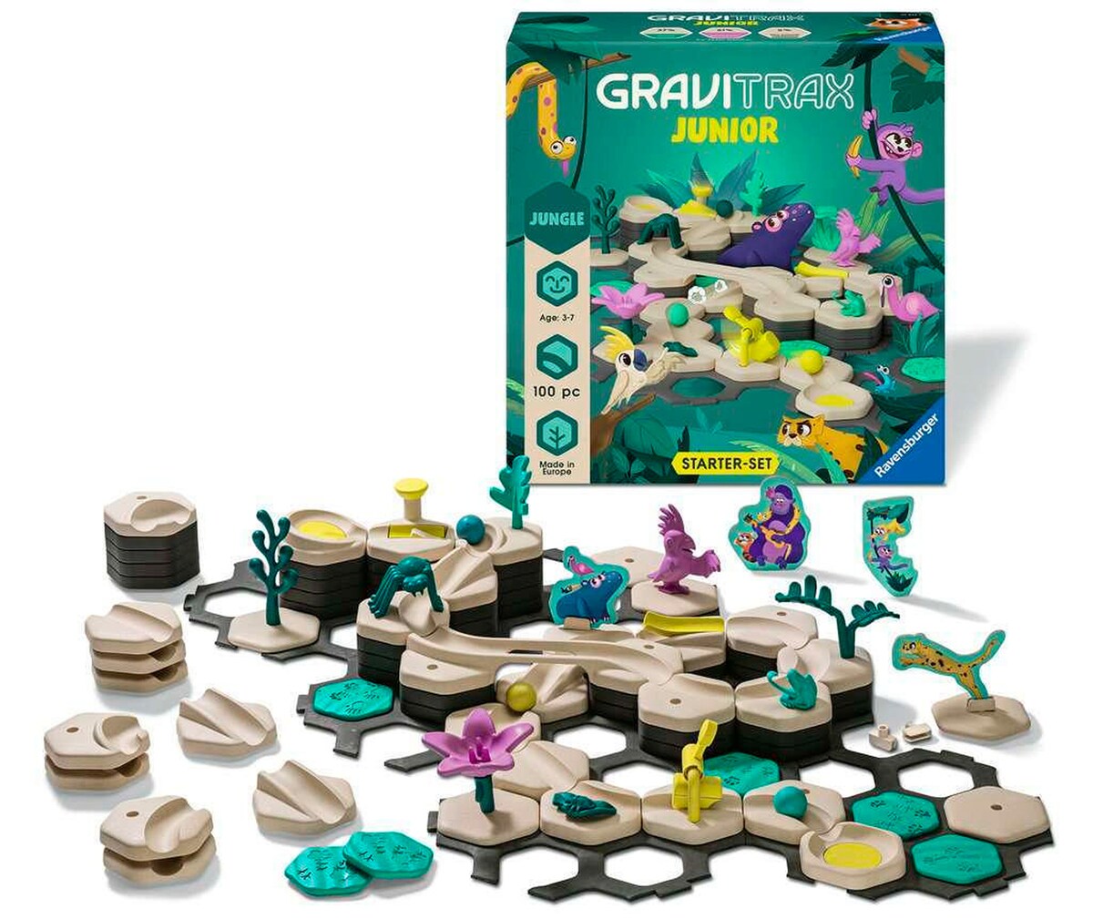 Detalj av GraviTrax Junior Starter-sett L Jungle kulebane med 3D dekor