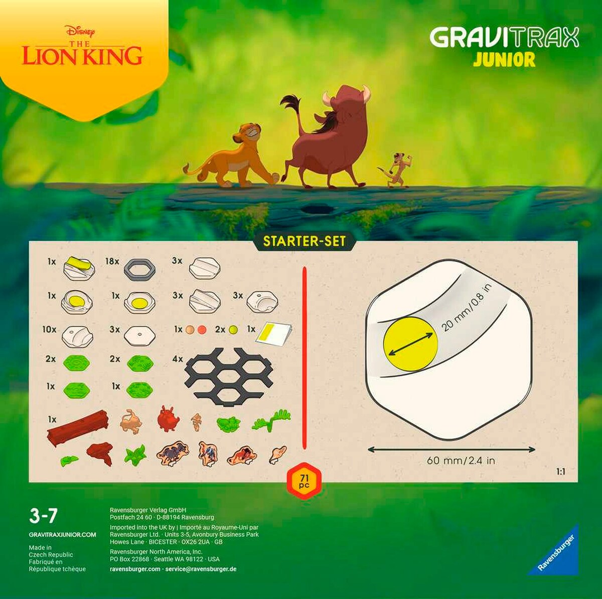 Bakside av GraviTrax Junior starter-sett Lion King med figurer