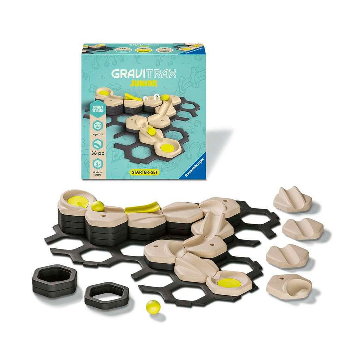 Detalj av GraviTrax Junior starter-sett S Start and Run kulebaneelementer