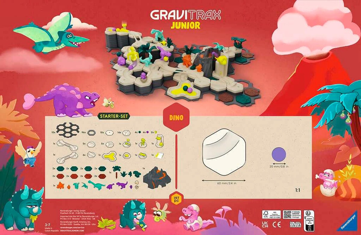 Bakside av GraviTrax Junior Starter-sett XXL Dino med baneelementer