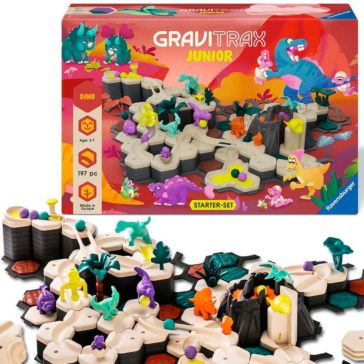 Montert GraviTrax Junior Starter-sett XXL Dino med løftelement og kuler