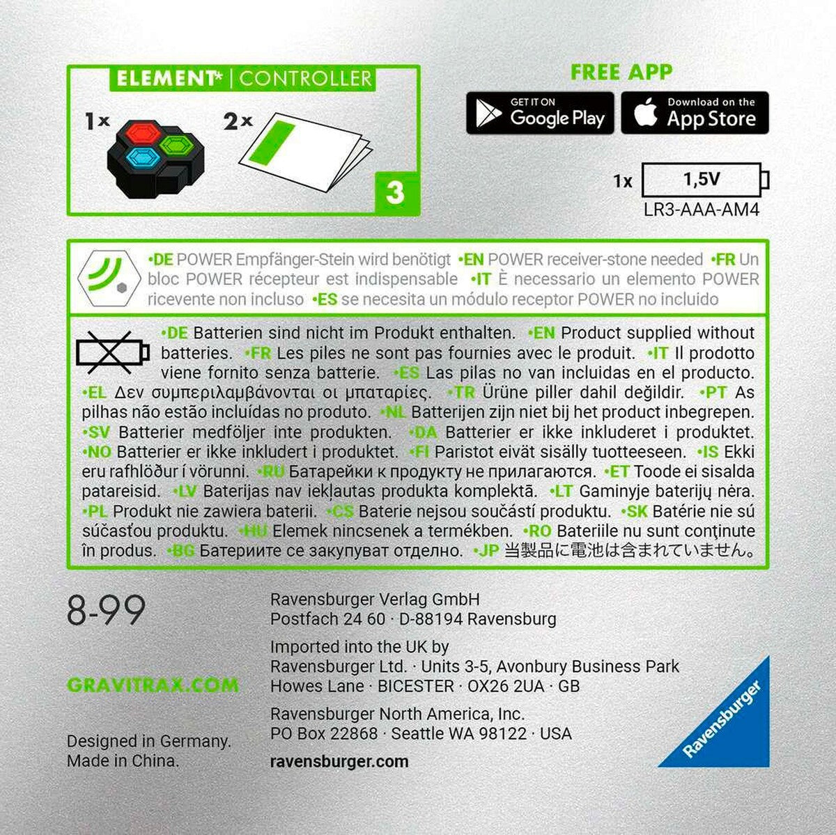 GraviTrax POWER Controller elektronisk element kulebane bakside