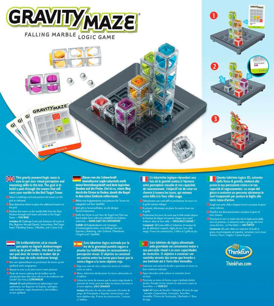 Gravity Maze kulebane-logikkspill med 60 oppgaver bakside