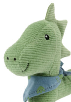 Gripering Dino Rexi montert i babys hånd