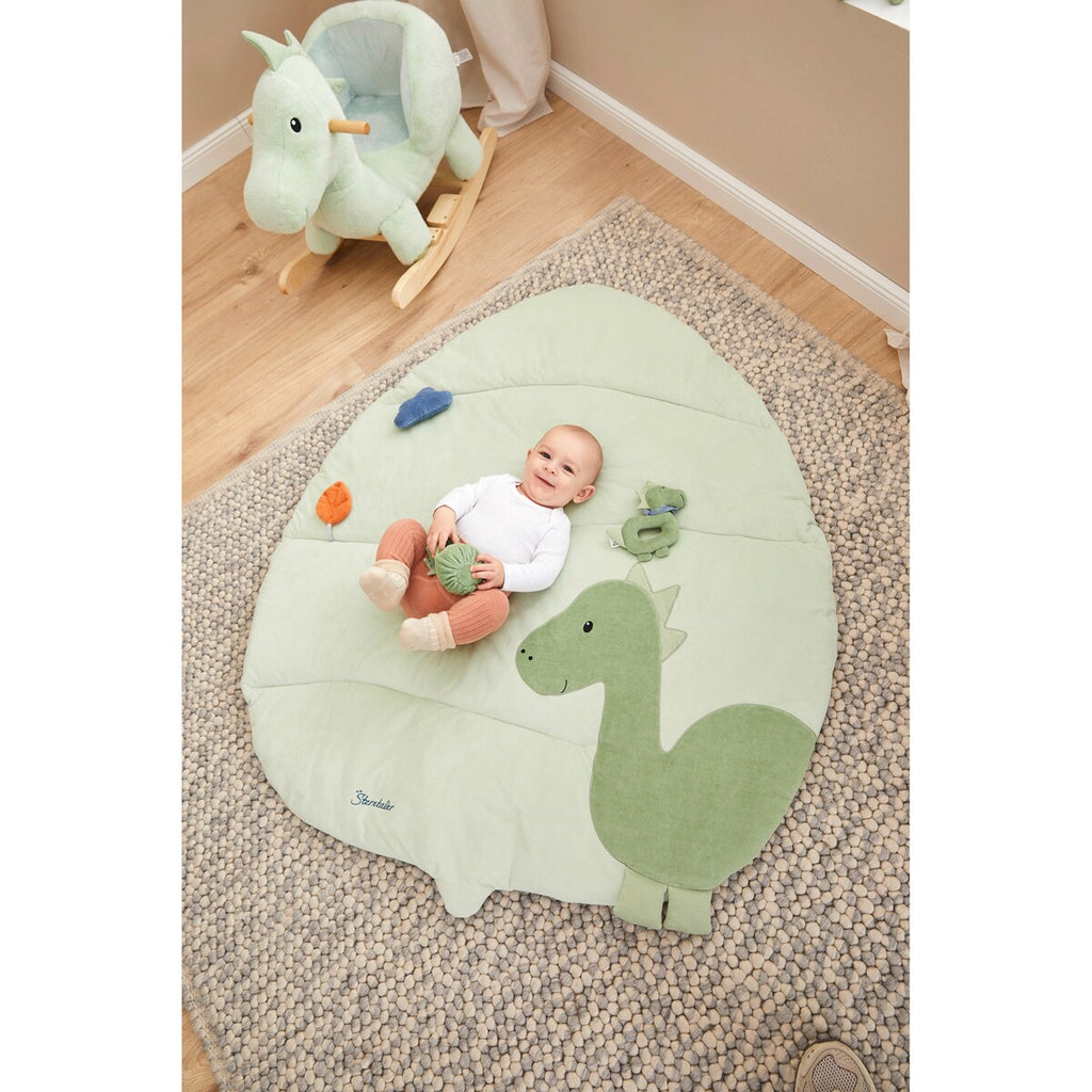 Gripering dino Rexi med rangle, myk fløyel materiale