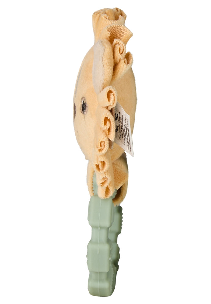 Nærbilde av integrert rangle på Gripering i silikon med rangle løve Leo