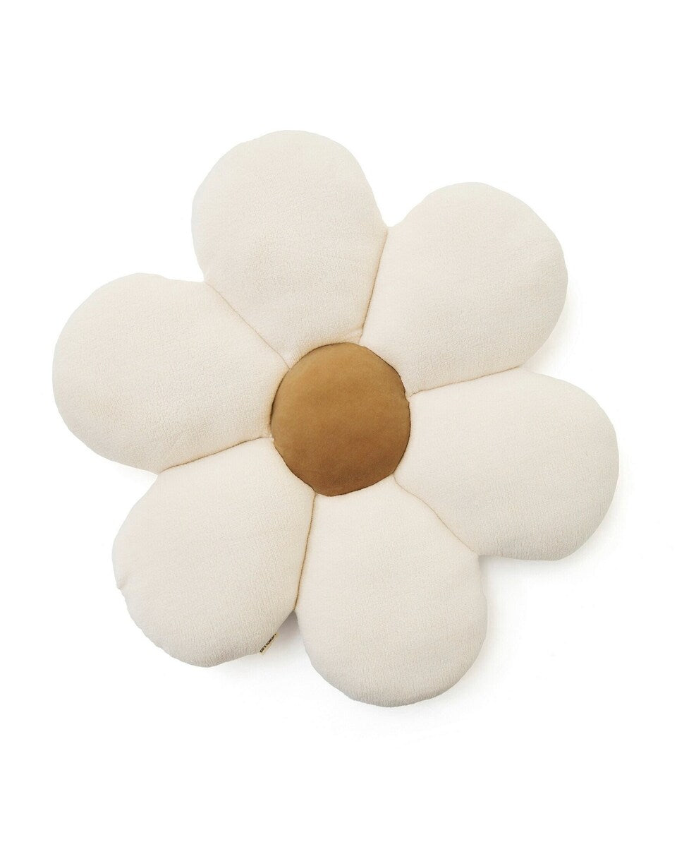 Gulvpute blomsterform 100x100 cm i sherpa og bomull forfra