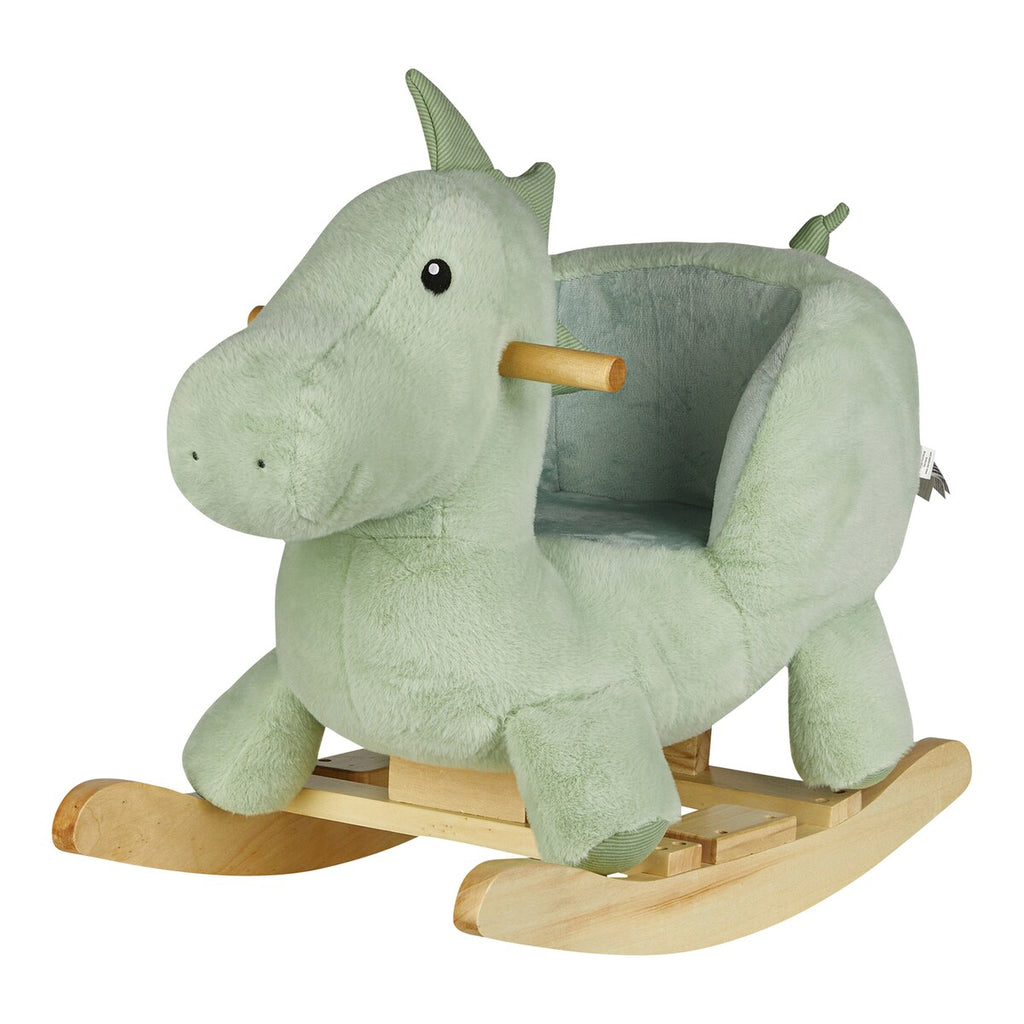 Gyngedyr Dino Rexi i plysj og tre forfra