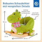 Nærbilde av mykt polyester materiale på gyngedyr dinosaur