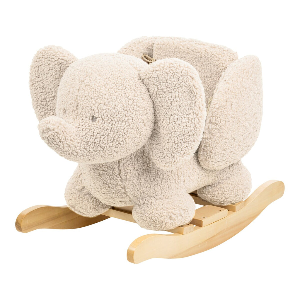 Gyngedyr elefant i plysj og tre forfra