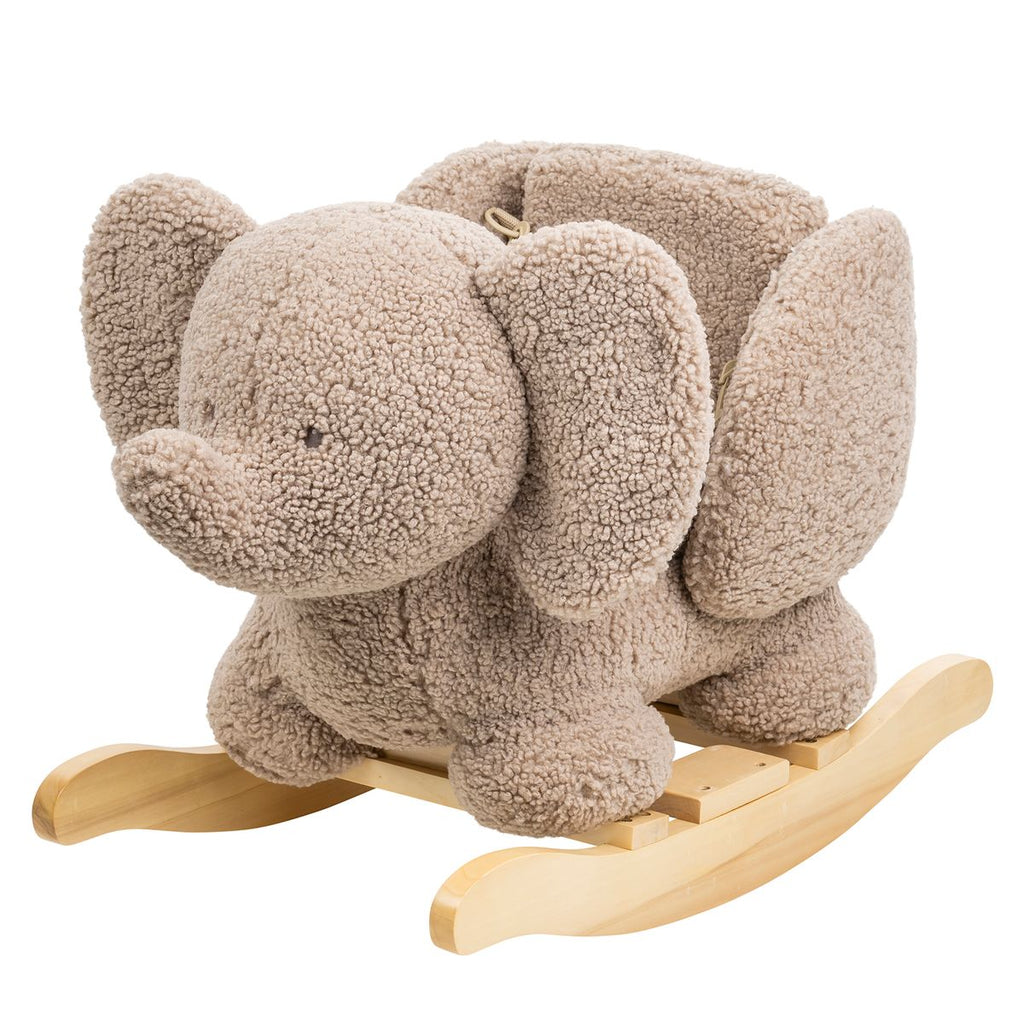 Gyngedyr esel med sikkerhetsbelte beige bakside