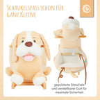 Detaljbilde av gyngedyr hund Sam i mykt polyester