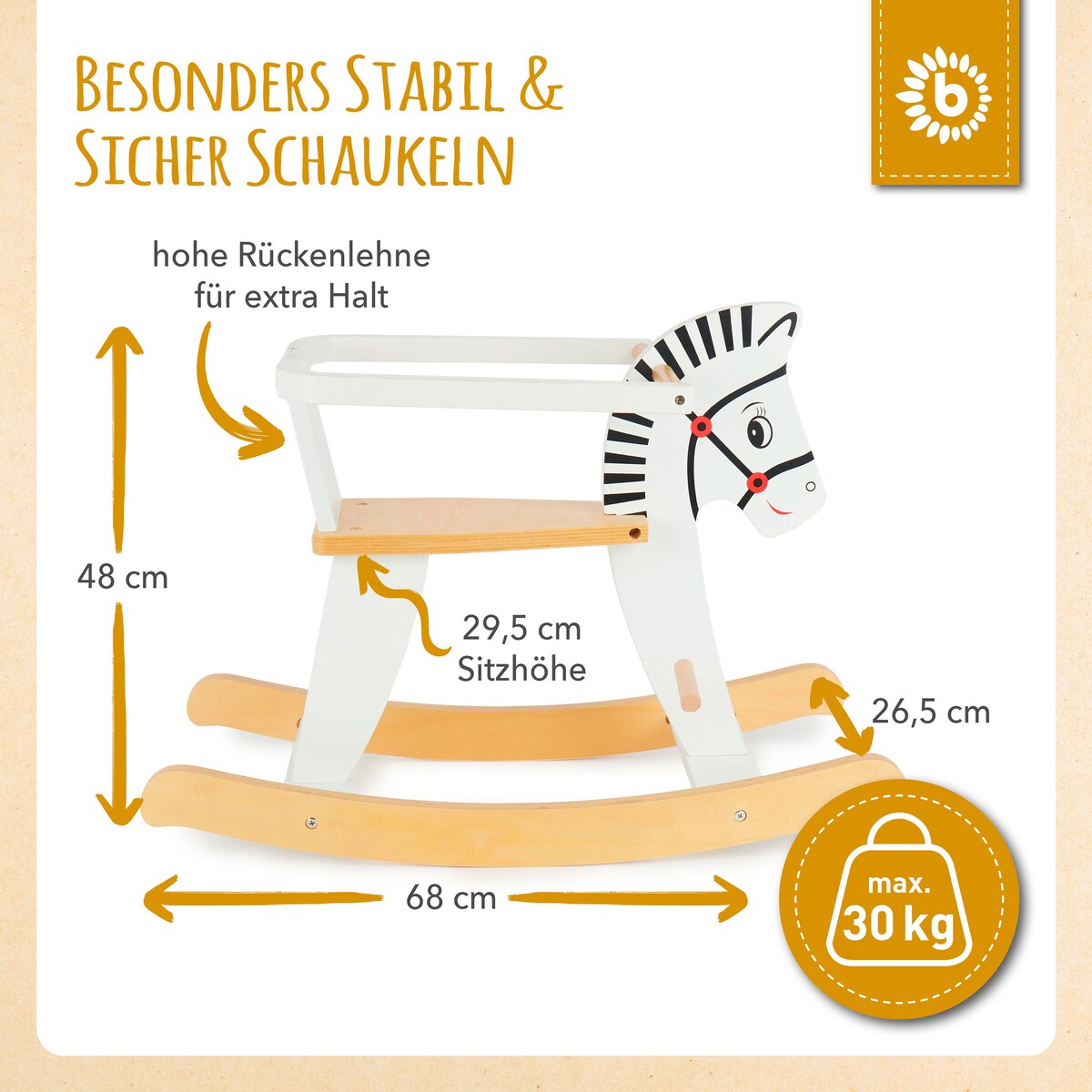Montert Gyngedyr sebra i tre i barnerom