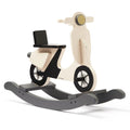 Gyngescooter i FSC-sertifisert tre, lys beige - Kids Concept forfra
