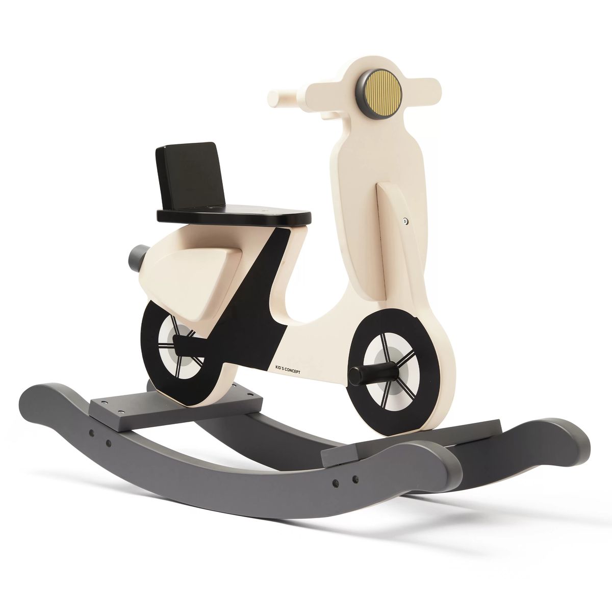 Gyngescooter i FSC-sertifisert tre, lys beige - Kids Concept forfra