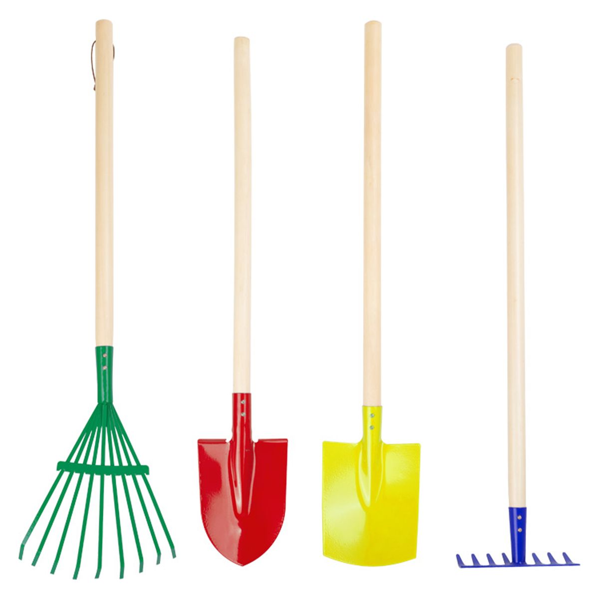 Hageredskapssett 4 deler med spade, rive og rake small foot for barn
