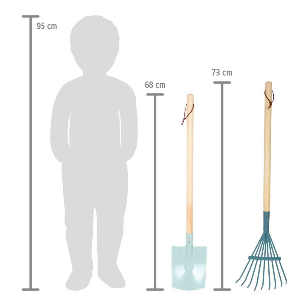 Hageverktøysett 4 deler i metall med treskaft small foot pakket og klar til bruk