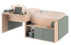 Halvhøy seng Jade 1 med skrivebord sideprofil